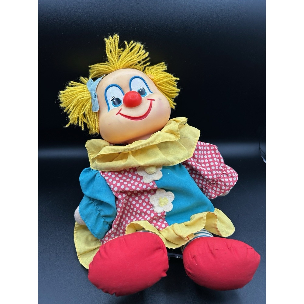 Vtg 1984 Dakin CHEERY-TEARY CLOWN 2-Face Dream Doll Plush Vinyl Head